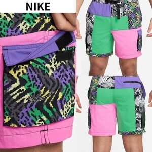 Nike "What The" 7" Volley shorts Swim Trunks XXL Patchwork Lined Belt Packable